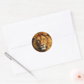 Lion Face Stickers & Labels | Cute Animal Decals