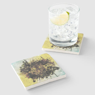 lion face stone coaster