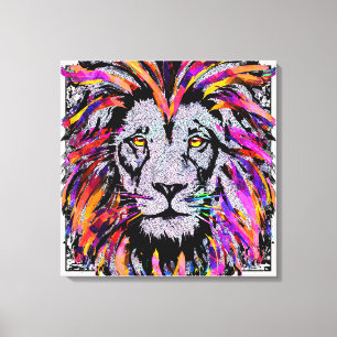 Lion Face Wrapped Canvas - Realistic Lion Drawing