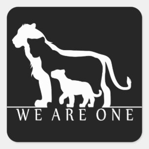 Lion Family (black version) Square Sticker