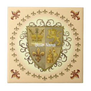 Lion Family Crest Surname Tile