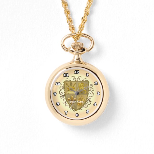 Lion Family Crest Surname Watch (Front)