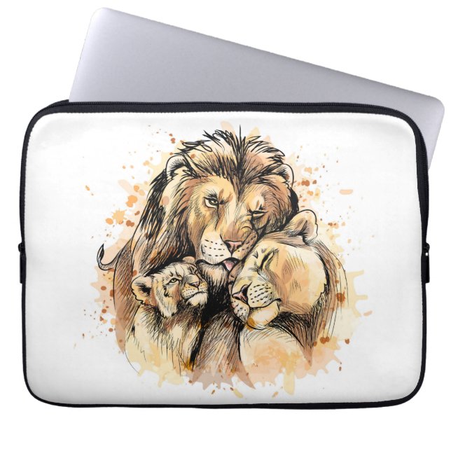 Lion Family Laptop Sleeve (Front)