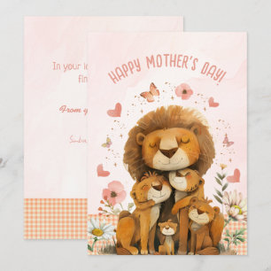 Lion Family Love You Mum Mothers Day Card