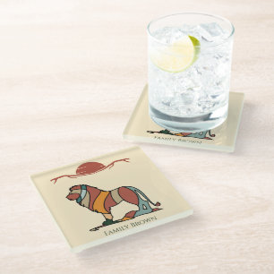 Lion Family Name Coaster   Personalised Home Decor