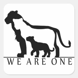 Lion Family (white version) Square Sticker
