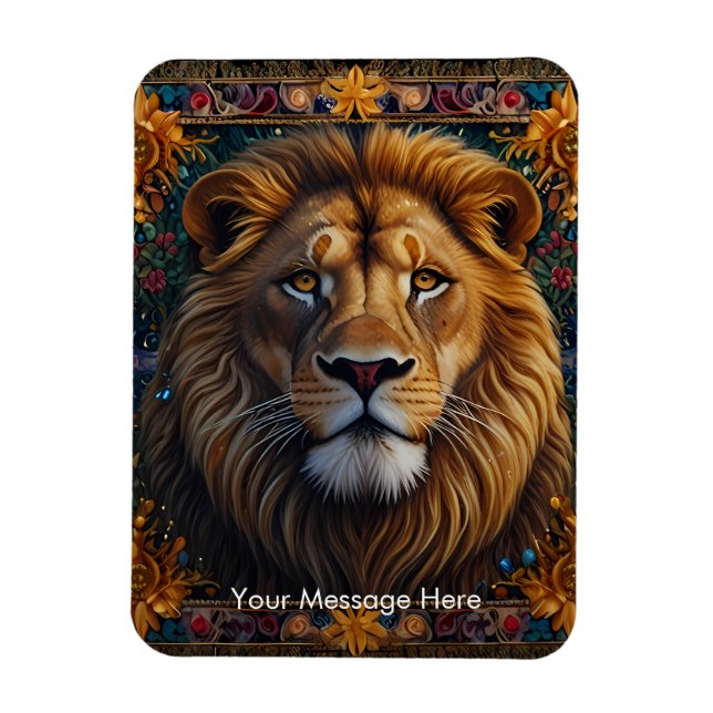 Lion fantasy colour painting Wildlife Art Magnet (Vertical)