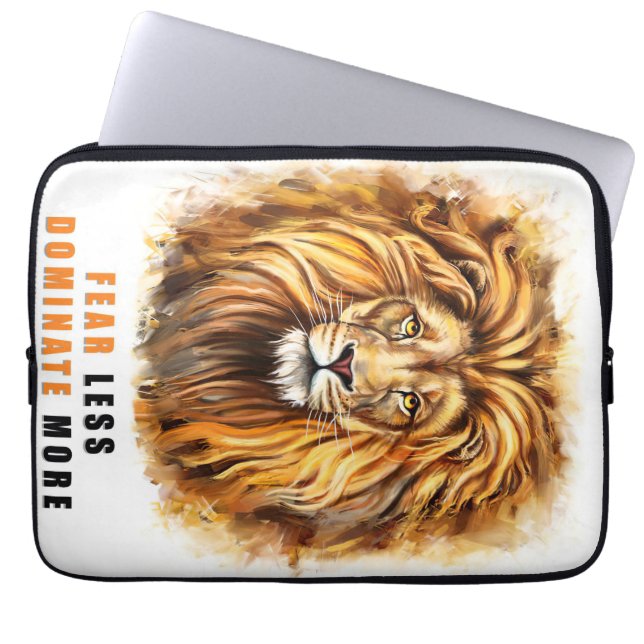 Lion Fear Less Dominate More Laptop Sleeve (Front)