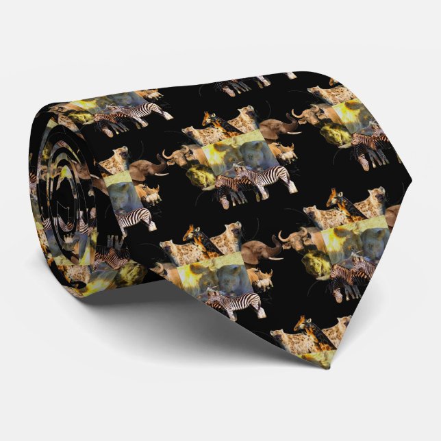 Lion Feast Wildlife Frame Neck Tie (Rolled)