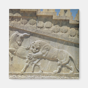 Lion fighting bull, relief east staircase magnet