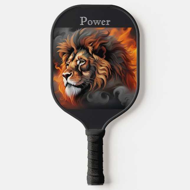 Lion Fire. Customisable Words and Monogram.  Pickleball Paddle (Front)