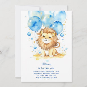 Lion First Birthday Invitation