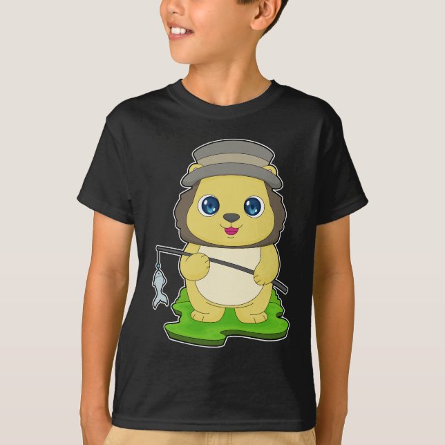 Lion Fisher Fish Fishing T-Shirt (Front)