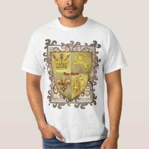 Lion Fleur  De Lis Shield surname T-Shirt