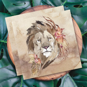 Lion Floral Card