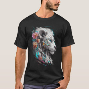 Lion Flowers Blue Eyes Zoo Animal Lion 1 T-Shirt