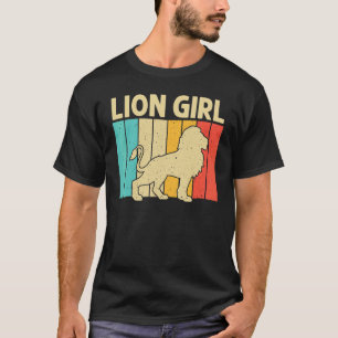 Lion For Girls Kid African Safari Zoo Animal Retro T-Shirt