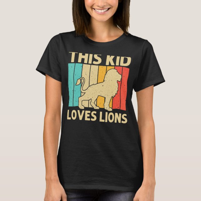 Lion For Kids Boys African Safari Zoo Animal Retro T-Shirt (Front)