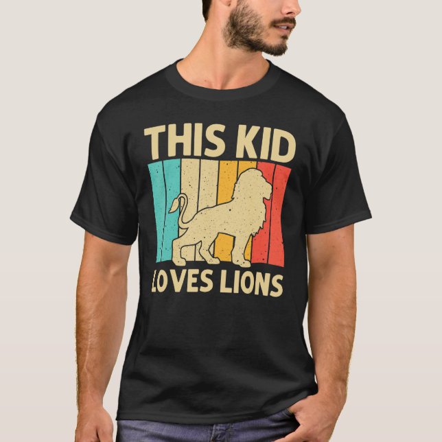 Lion For Kids Boys African Safari Zoo Animal Retro T-Shirt (Front)