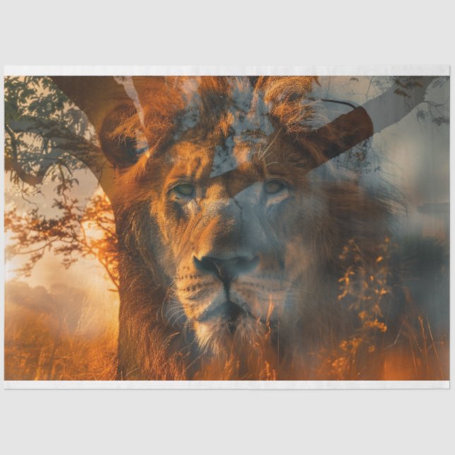 Lion Forest Over Exposure Decoupage Tissue Paper (Front)
