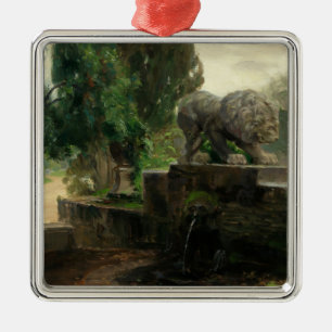 Lion Fountain in Rome (by H.A. Brendekilde) Metal Tree Decoration