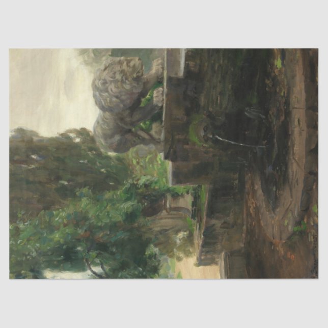 Lion Fountain in Rome (by H.A. Brendekilde) Tissue Paper (Front)