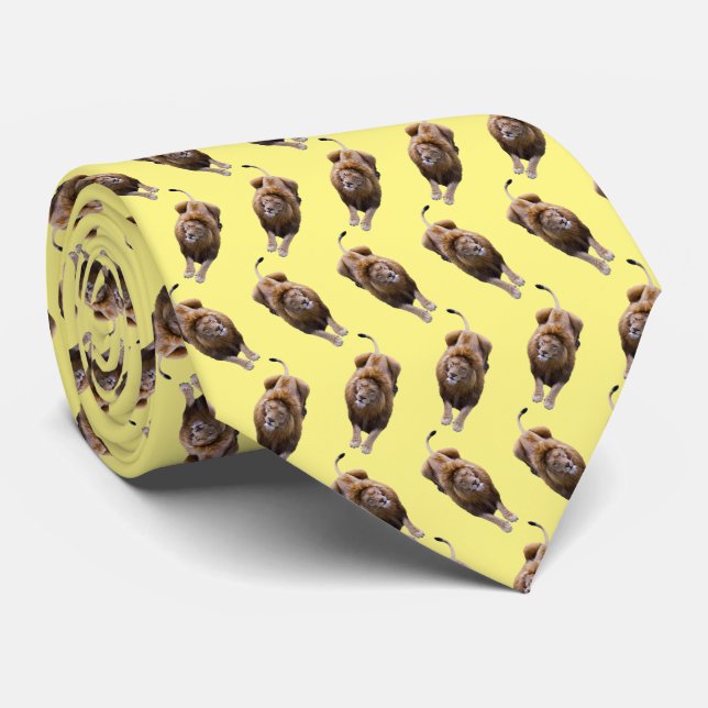 Lion Frenzy Tie Double Sided Print (Yellow) (Rolled)