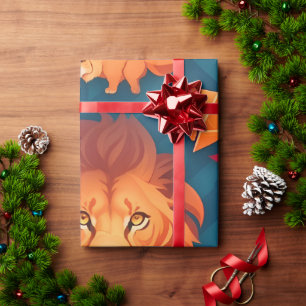 Lion Geometric Colourful Personalised Pattern Wrapping Paper