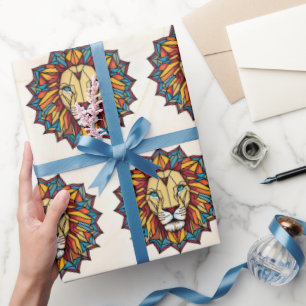 "Lion Geometric Pattern" Wrapping Paper