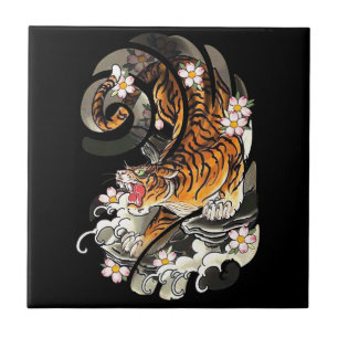Lion Gift Tiger Tattoo Cool Brave Tile