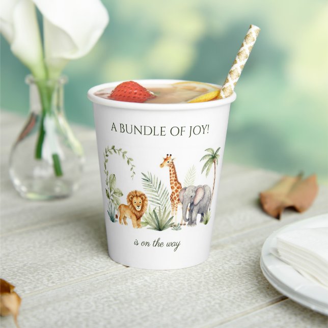 Lion, Giraffe and Elephant Jungle Theme Paper Cups (Insitu)