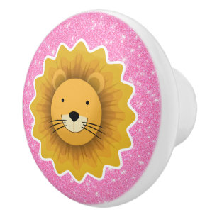 Lion Glitter Ceramic Knob