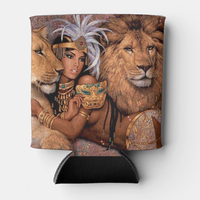 Lion Goddess Egyptian Princess Can Cooler (Front)