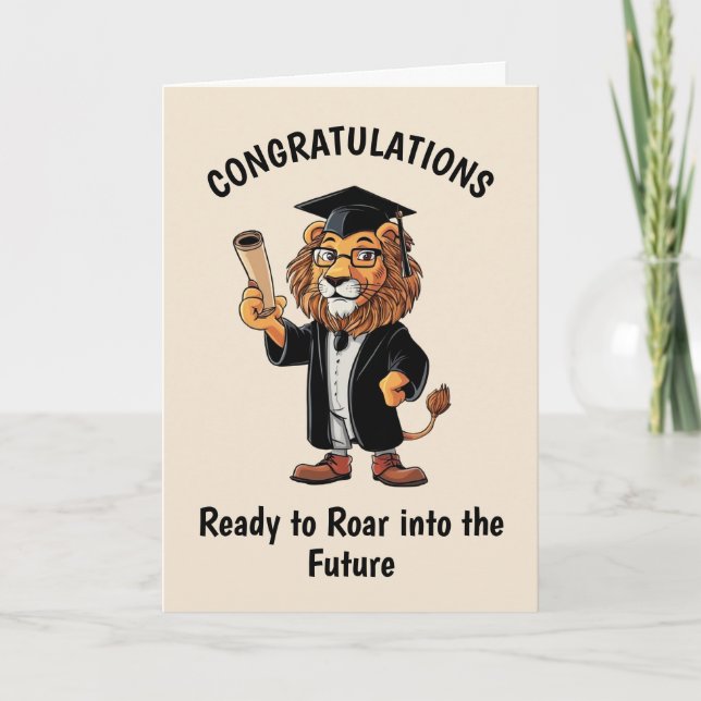 Lion Graduation Personalised Card (Front)