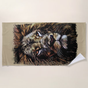 Lion graffiti Beach Towel