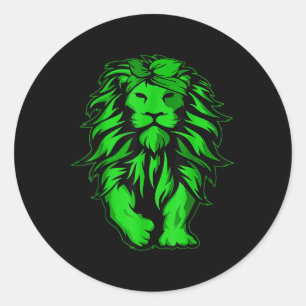 Lion Green Bandanna Mental Health Awareness Surviv Classic Round Sticker