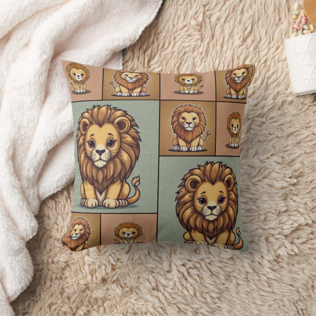 Lion Group Pattern Cushion (Blanket)