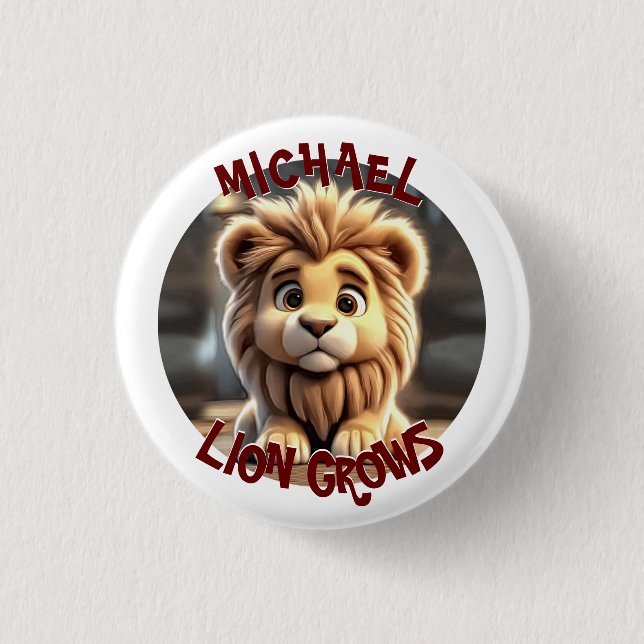 Lion Grows 3 Cm Round Badge (Front)