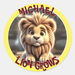 Lion Grows Classic Round Sticker