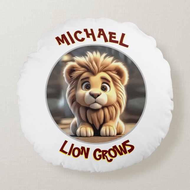 Lion Grows Round Cushion (Front)