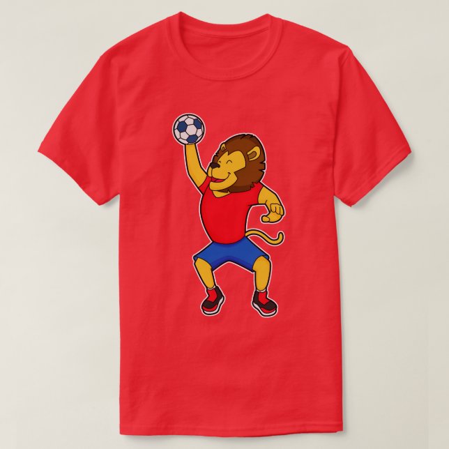 Lion Handball player Handball 2 T-Shirt (Design Front)