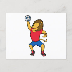 Lion Handball player Handball Postcard