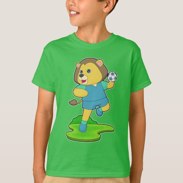 Lion Handball player Handball T-Shirt (Front)
