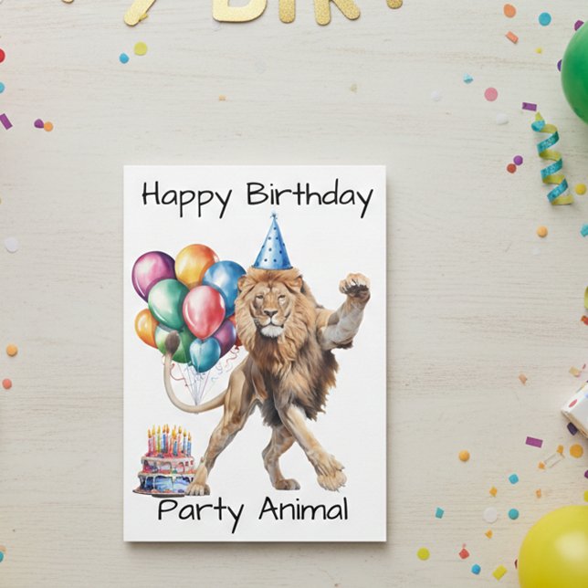 Lion Happy Birthday Party Animal Card (Creator Uploaded)