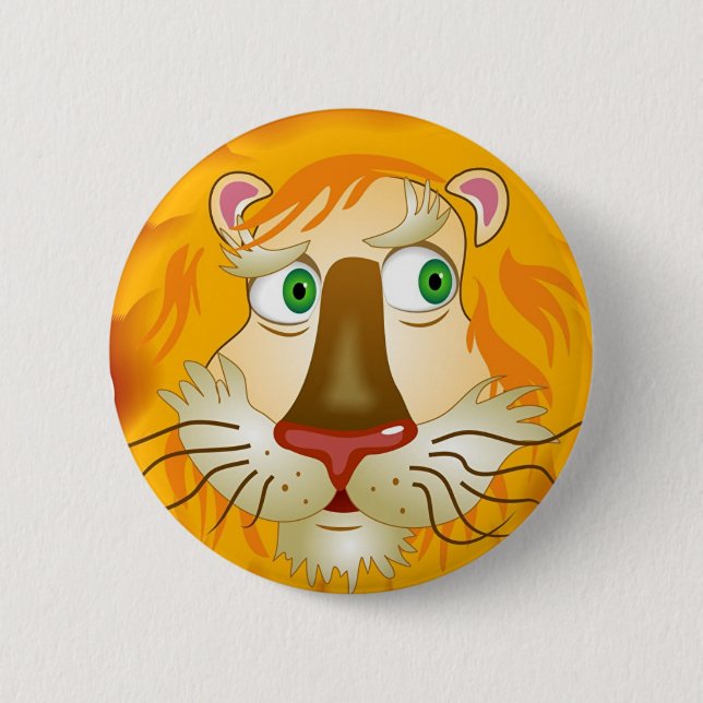 Lion Head 6 Cm Round Badge (Front)