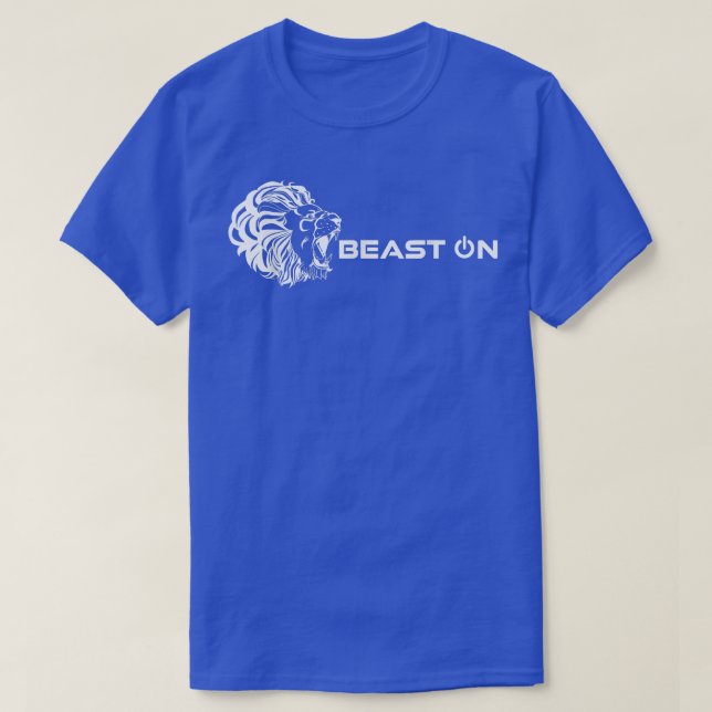 Lion Head Beast On  Gym Motivation Fitness Sayings T-Shirt (Design Front)