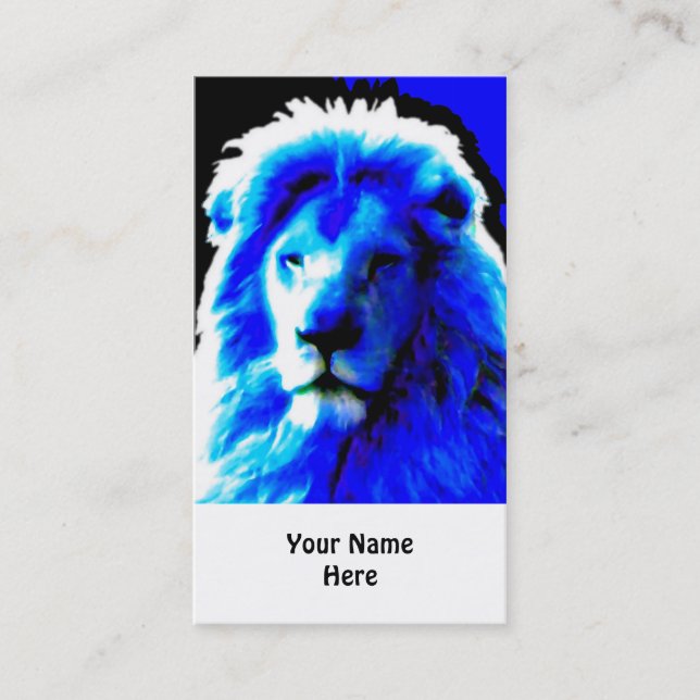 Lion Head Blue business card white (Front)