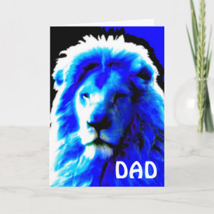 Lion Head Blue 'Happy Father's Day' card