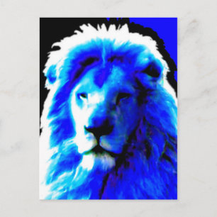 Lion Head Blue postcard
