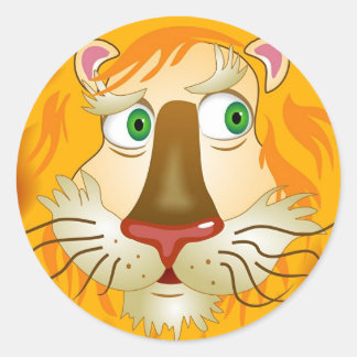 Lion Head Classic Round Sticker